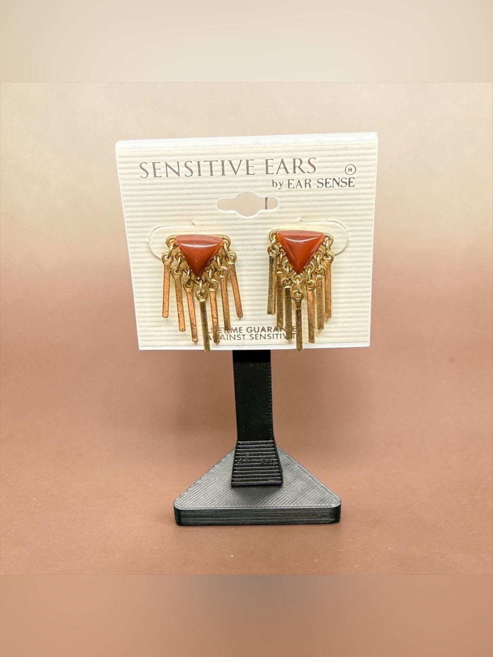 💛Sensitive Ears by Ear Sense💛Rust Triangle Fringe Drop Earrings/NIP